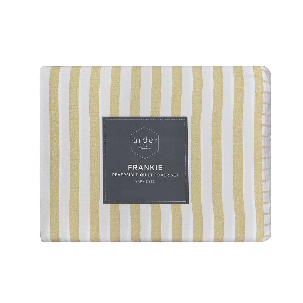 Ardor Frankie Yellow Stripe Yarn Dyed Reversible Quilt Cover Set Queen