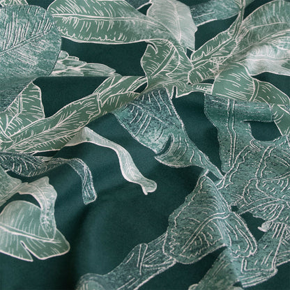 Ardor Indra Teal Palm Leaf Printed Quilt Cover Set Queen