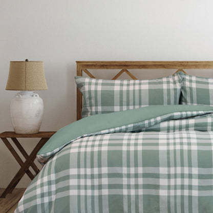 Ardor Ronan Green Plaid Jacquard Quilt Cover Set Queen