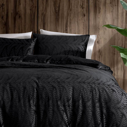 Ardor Rui Black Embossed Velvet Soft Quilt Cover Set King