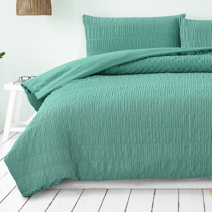 Ardor Tuscan Teal Ruched Quilt Cover Set King