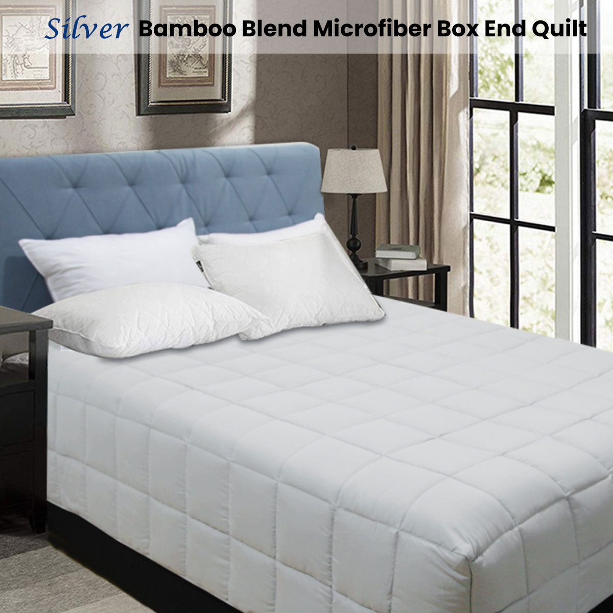 Shangri La Bamboo Blend Microfiber Box End Quilt Silver King