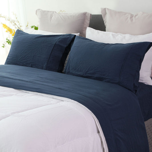 Ramesses Jeans Pebble Wash Linen Look Alternative Sheet Set Single