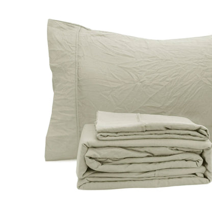 Ramesses Oatmeal Pebble Wash Linen Look Alternative Sheet Set Double