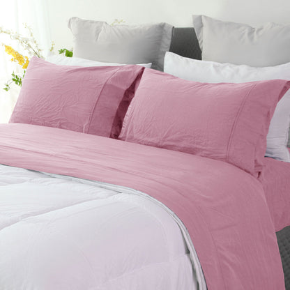 Ramesses Classic Rose Pebble Wash Linen Look Alternative Sheet Set Double