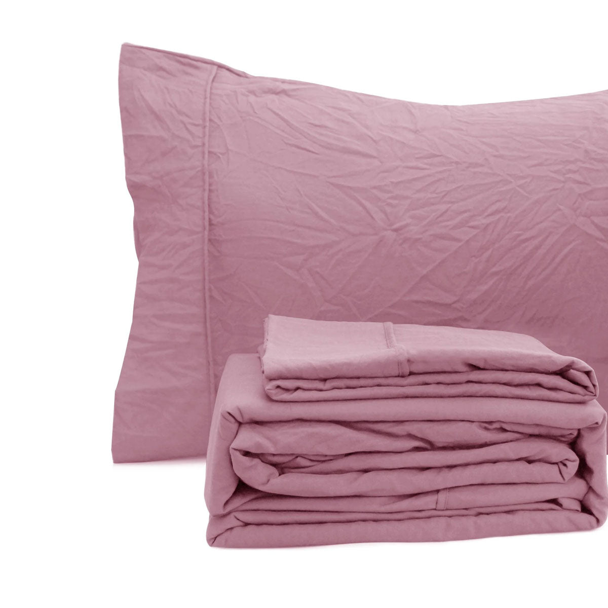 Ramesses Classic Rose Pebble Wash Linen Look Alternative Sheet Set Double