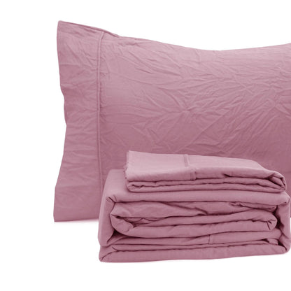 Ramesses Classic Rose Pebble Wash Linen Look Alternative Sheet Set Double