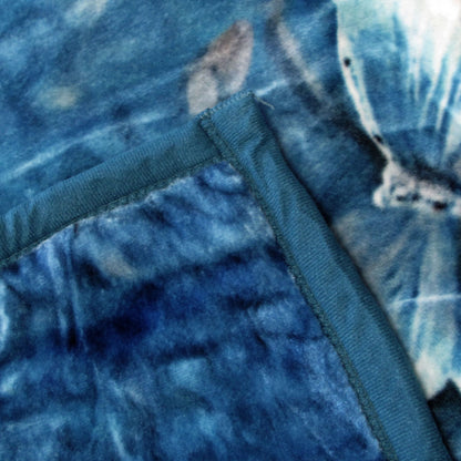 800GSM Luxury Reversible Animal Pattern Mink Blanket Queen 200 x 240 cm Pretty Peacock Blue