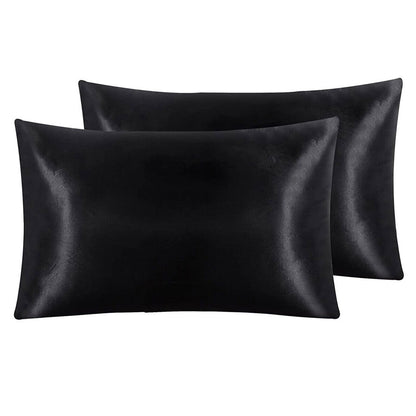 Pair of Standard Satin Silk Pillowcases with Envelope Closure 51 x 76 cm Rose