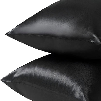 Pair of Standard Satin Silk Pillowcases with Envelope Closure 51 x 76 cm Rose