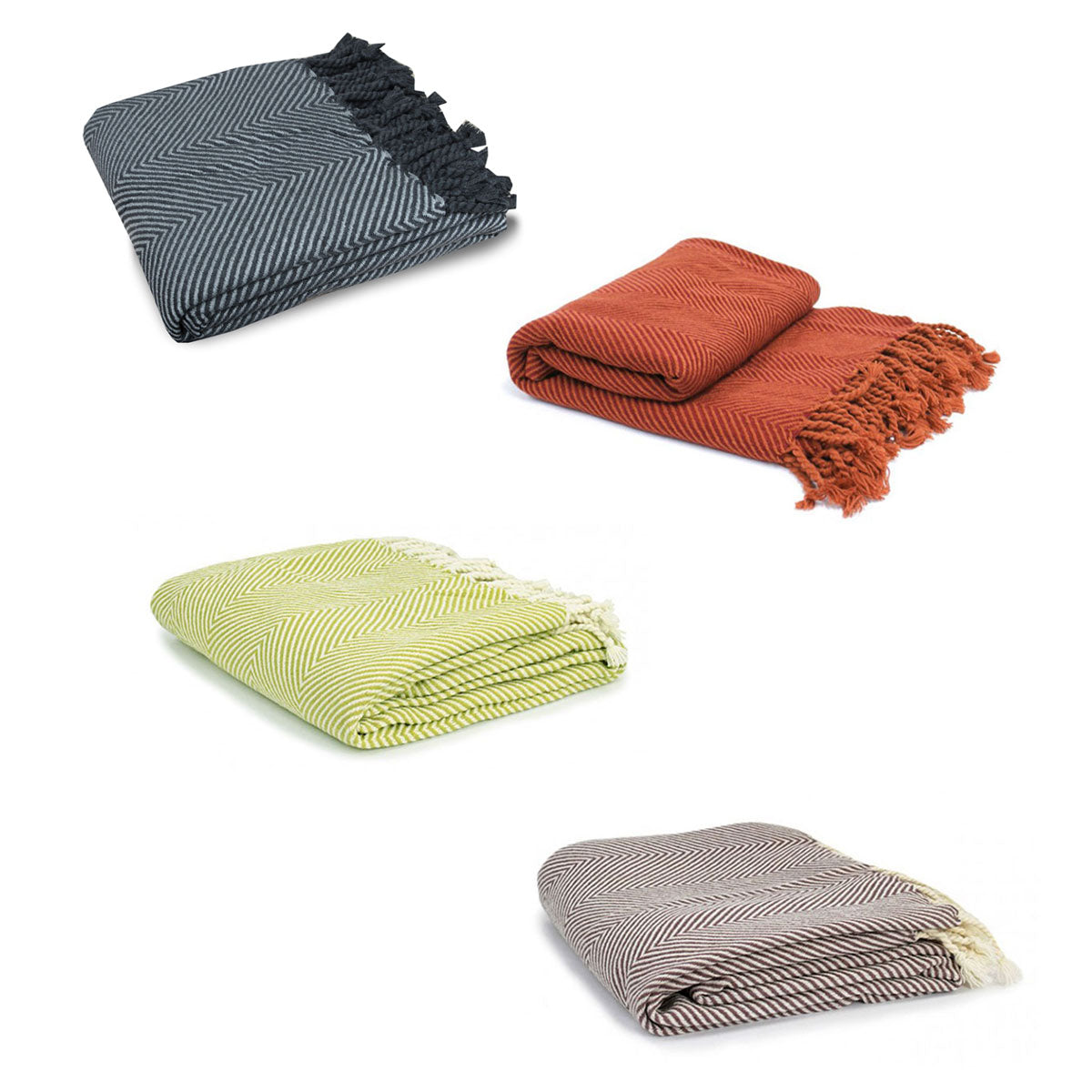 Herringbone Acrylic Throw Terracotta