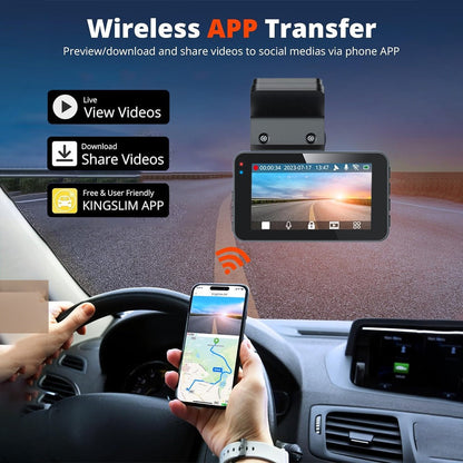 4K+2.5K Dual Dash Cam with WiFi GPS ADAS, Front and Rear Car Camera Recorder with 32GB Card
