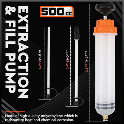 HORUSDY 500ML Oil Suction Syringe Style Manual Pump Oil Brake Fluid Extractor