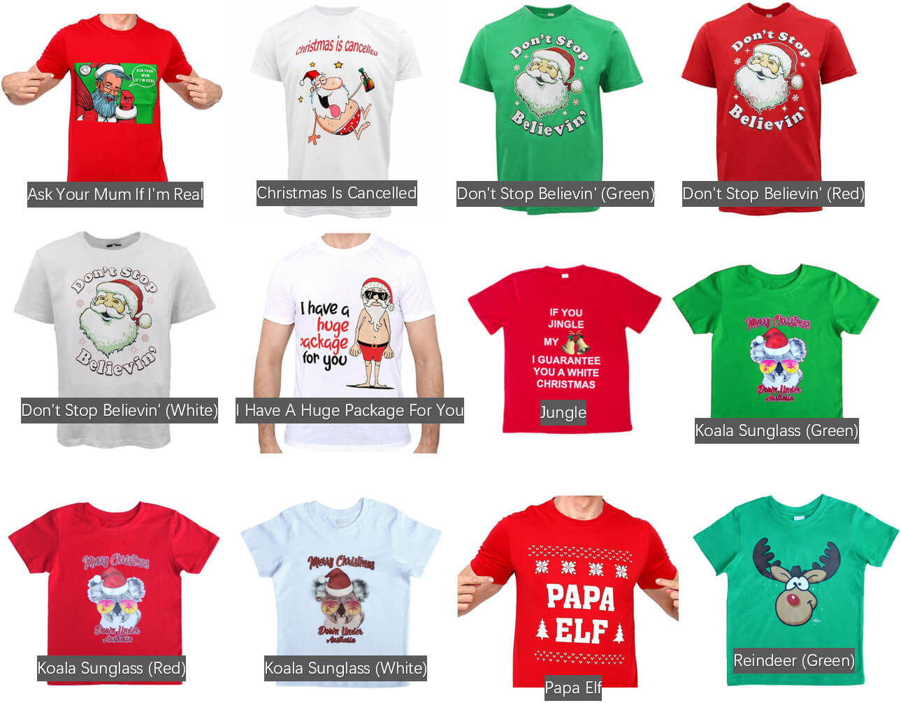 New Funny Adult Xmas Christmas T Shirt Tee Mens Womens 100% Cotton Jolly Ugly, Jungle, L