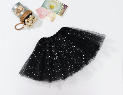 Sequin Tulle Tutu Skirt Ballet Kids Princess Dressup Party Baby Girls Dance Wear, Black, Kids