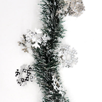 5x 2.5m Christmas Tinsel Xmas Garland Sparkly Snowflake Party Natural Home Décor, Snow in Black