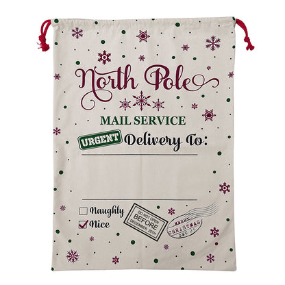 50x70cm Canvas Hessian Christmas Santa Sack Xmas Stocking Reindeer Kids Gift Bag, Cream - Snowflakes Delivery