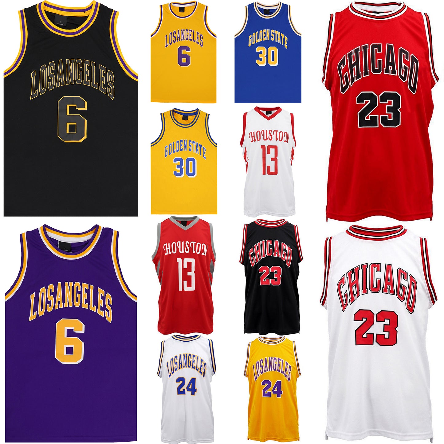 New Men's Basketball Jersey Sports T Shirt Tee Vest Tops Gym Chicago Los Angeles, Blue - Golden State 30, S