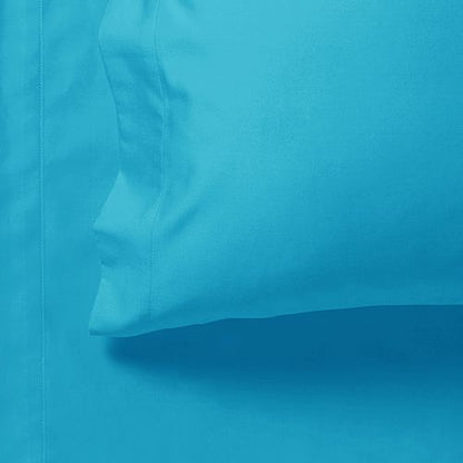 1000TC Ultra Soft Single Size Bed Light Blue Flat & Fitted Sheet Set