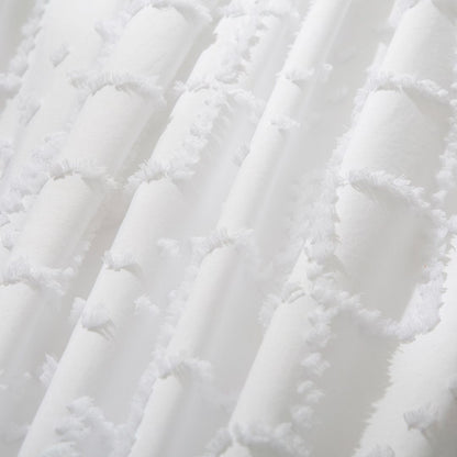 Tufted Boho Embroidery Quilt/Doona/Duvet Cover Set - White - Queen Size