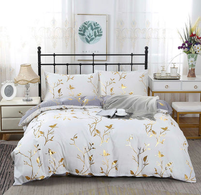 Reversible Design Grey King Size Bed Quilt/Duvet Cover Set