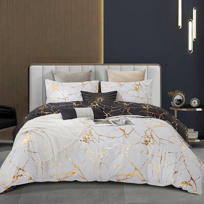 Reversible Design Super King Size Black Duvet Quilt Cover Set