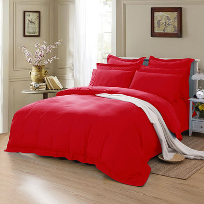 1000TC Tailored Single Size Red Duvet Quilt Cover Set