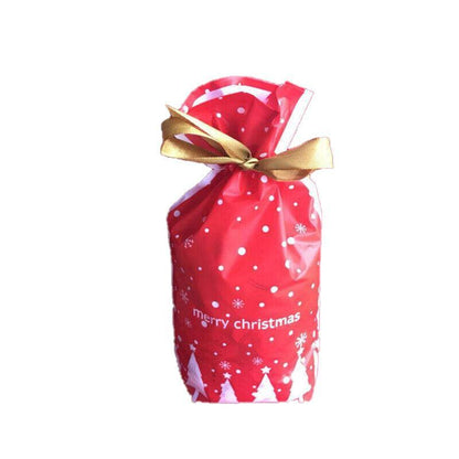10pcs Christmas Candy Bags Gift Treat Drawstring Pouches Biscuit Cookie Packaging - 10Pcs Bag-Bike Bear