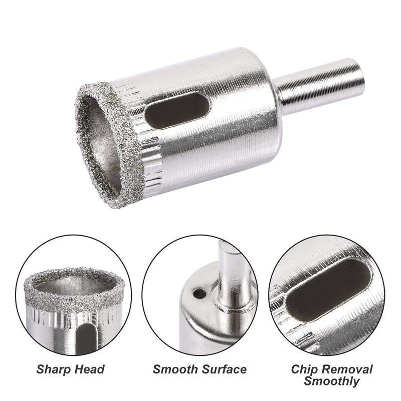 15PCS Diamond Drill Bit Set 6mm-50mm Tile Marble Glass Ceramic Hole Saw Drilling