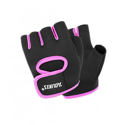 M Size Sports Gloves Weight Lifting Exercise Training Workout Bike Riding Men Women - Black+Purple