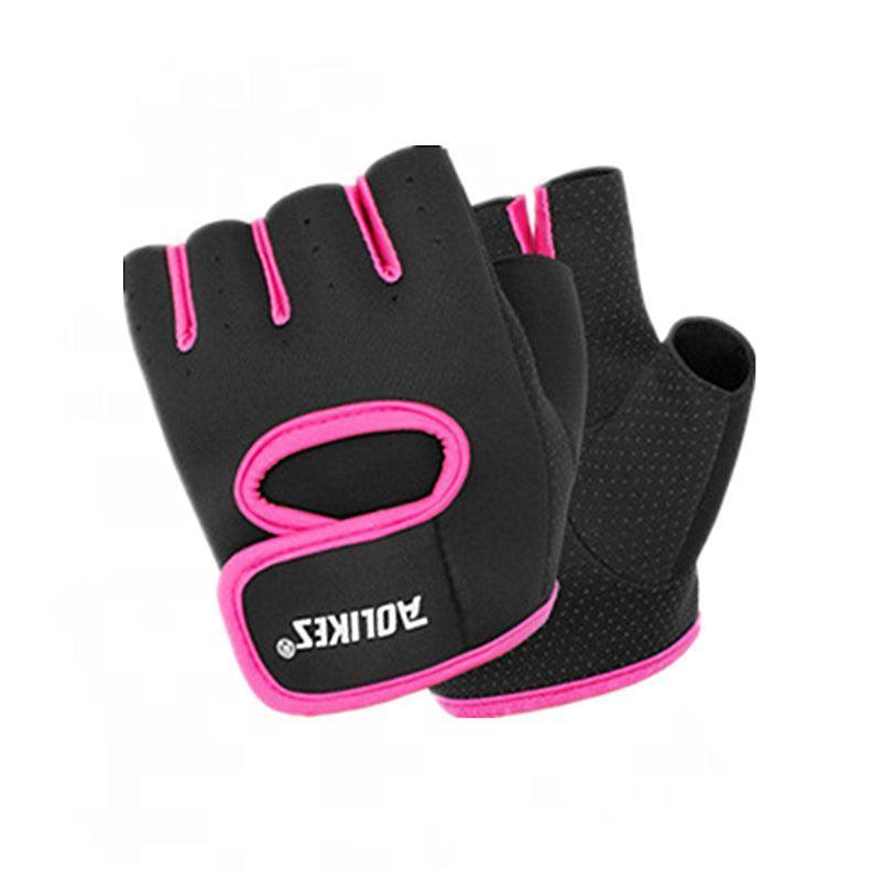 S Size Sports Gloves Weight Lifting Exercise Training Workout Bike Riding Men Women - Black+Pink