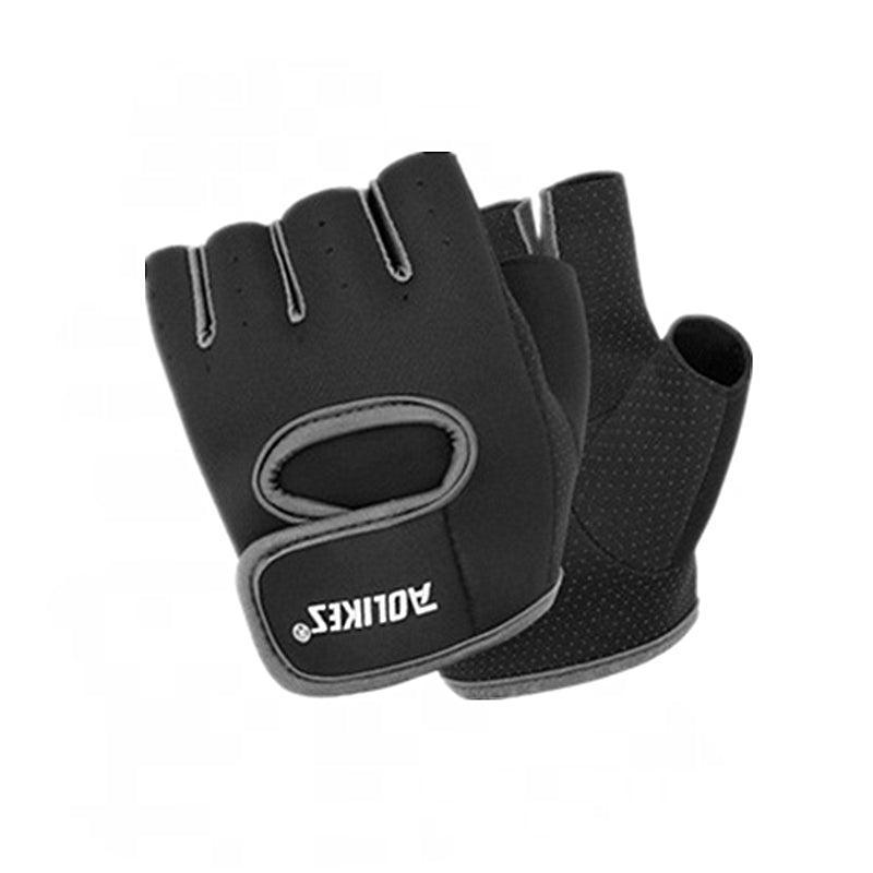 L Size Aolikes Sports Gloves Weight Lifting Exercise Training Workout Bike Riding - Black