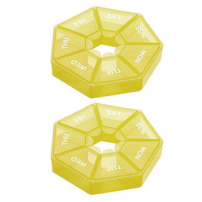 Weekly Pill Organiser 7 Day Medicine Box Tablet Case Dispenser 2 Pack - Black