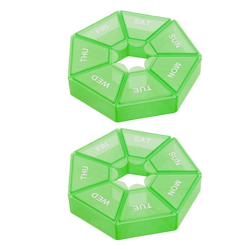 Weekly Pill Organiser 7 Day Medicine Box Tablet Case Dispenser 2 Pack - Blue