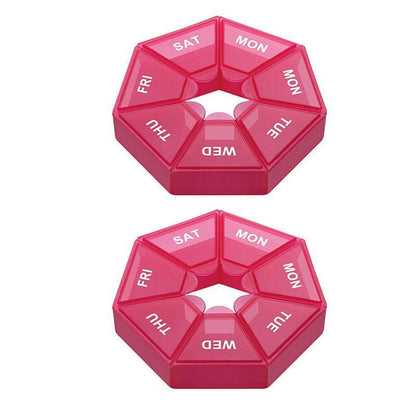 Weekly Pill Organiser 7 Day Medicine Box Tablet Case Dispenser 2 Pack - Green