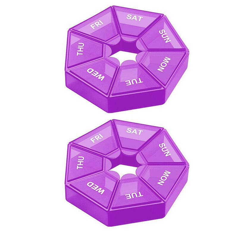 Weekly Pill Organiser 7 Day Medicine Box Tablet Case Dispenser 2 Pack - Orange