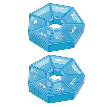 Weekly Pill Organiser 7 Day Medicine Box Tablet Case Dispenser 2 Pack - Purple