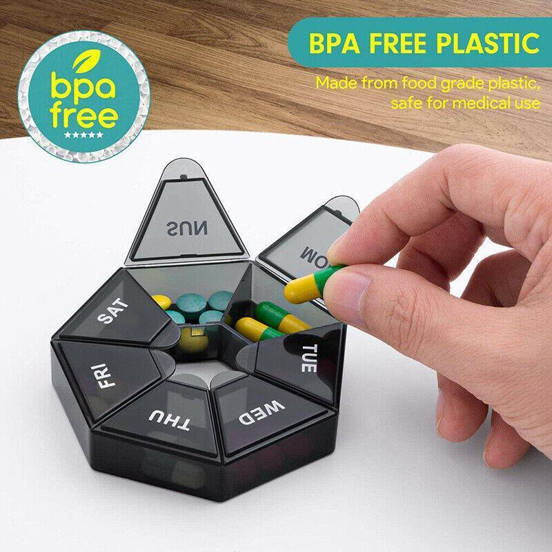 Weekly Pill Organiser 7 Day Medicine Box Tablet Case Dispenser 2 Pack - Red