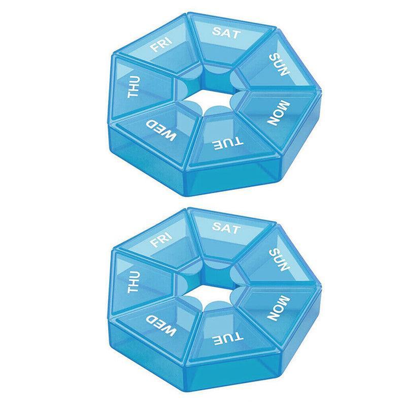 Weekly Pill Organiser 7 Day Medicine Box Tablet Case Dispenser 2 Pack - Red