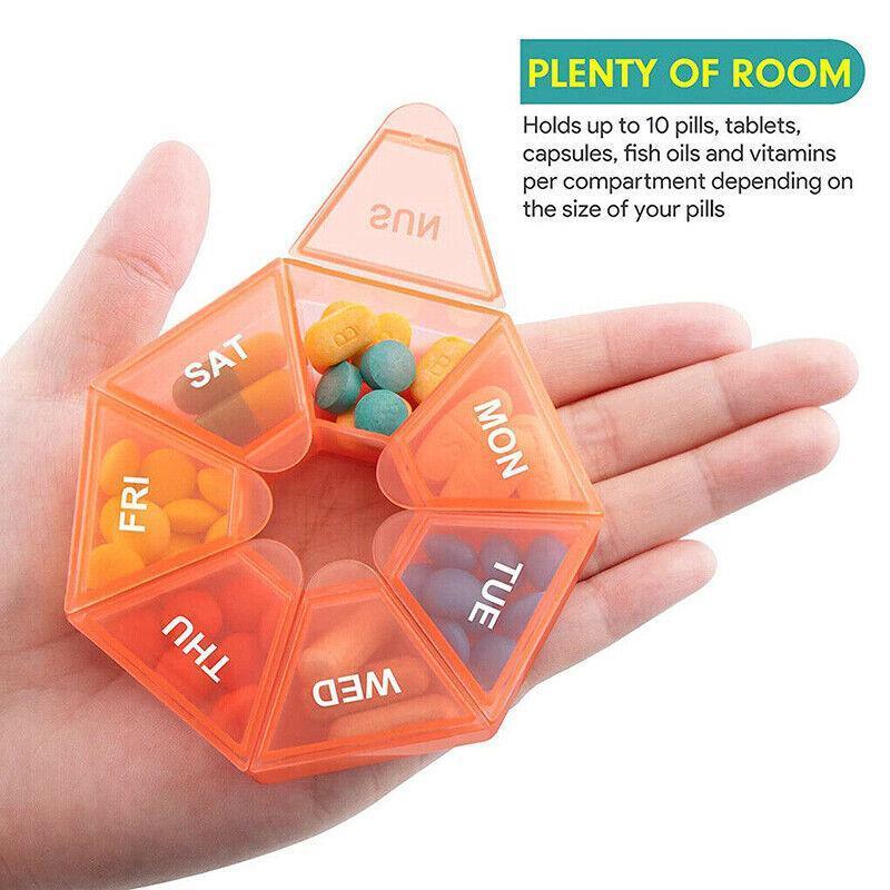Weekly Pill Organiser 7 Day Medicine Box Tablet Case Dispenser 2 Pack - Yellow
