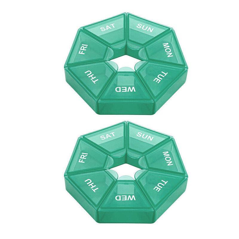 Weekly Pill Organiser 7 Day Medicine Box Tablet Case Dispenser 2 Pack - Yellow