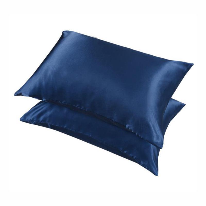 2 Pack Satin Pillowcases Luxury Soft Cushion Covers Bedroom Home Decor - Black