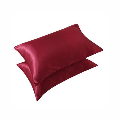2 Pack Satin Pillowcases Luxury Soft Cushion Covers Bedroom Home Decor - Black