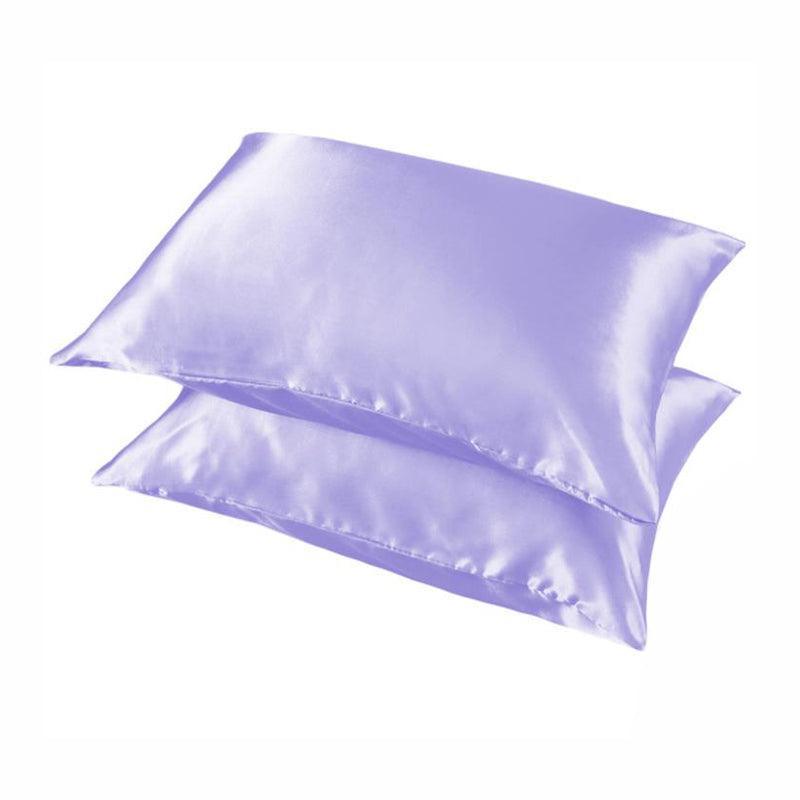 2 Pack Satin Pillowcases Luxury Soft Cushion Covers Bedroom Home Decor - Light Orange