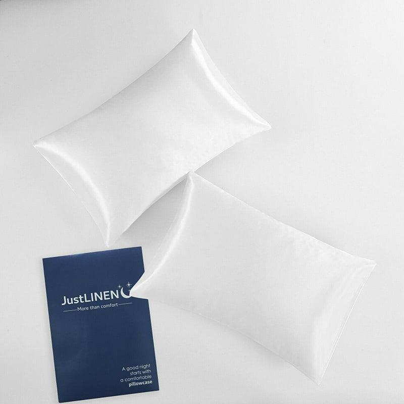 2 Pack Satin Pillowcases Luxury Soft Cushion Covers Bedroom Home Decor - Light Yellow