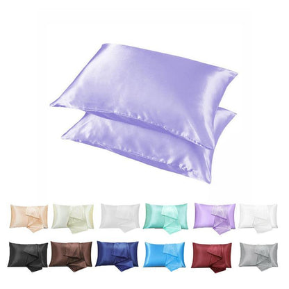 2 Pack Satin Pillowcases Luxury Soft Cushion Covers Bedroom Home Decor - Silver