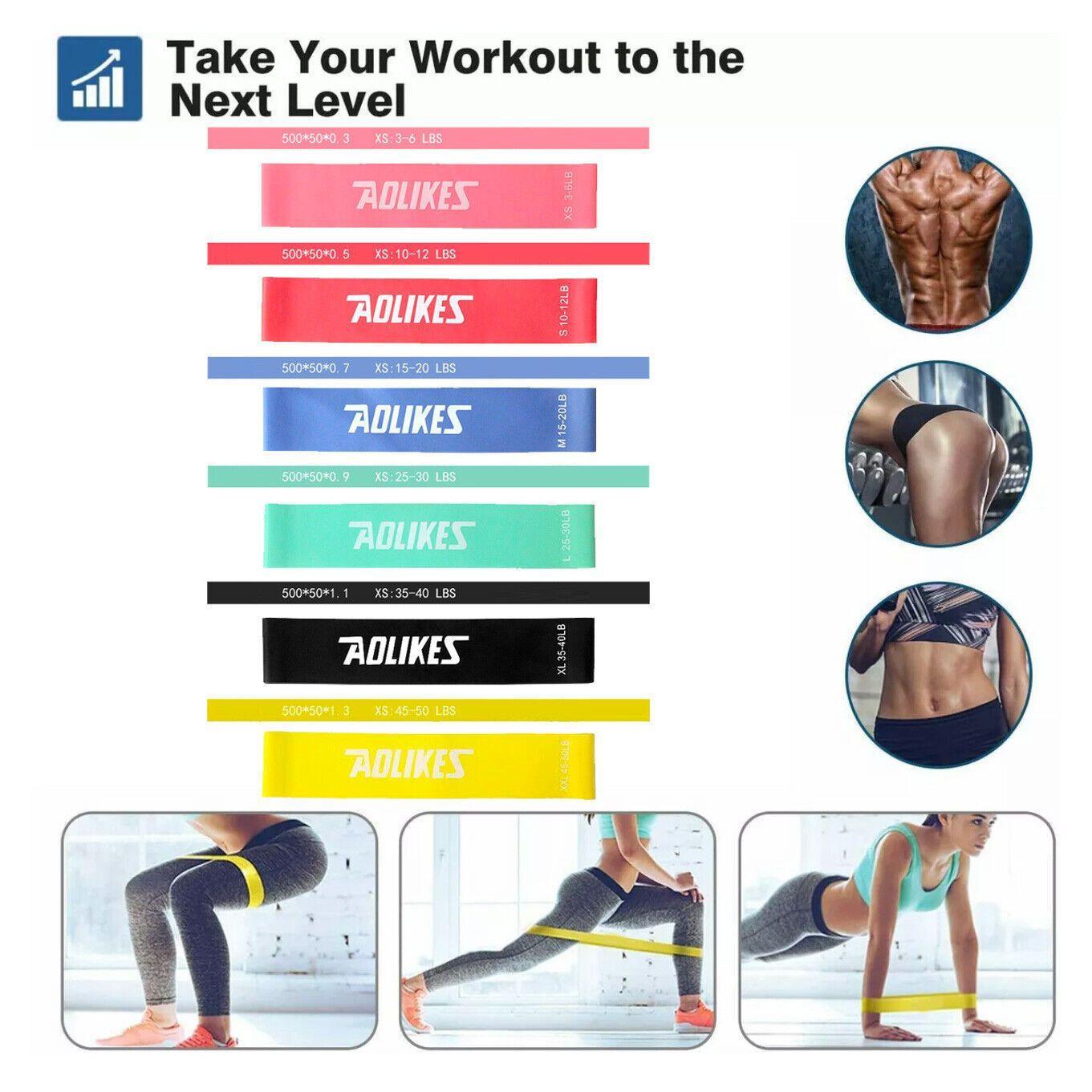 Aolikes Resistance Bands Power Heavy Strength Exercise Fitness Gym Yoga - Yellow 500*50*1.3 (45-50 lbs)