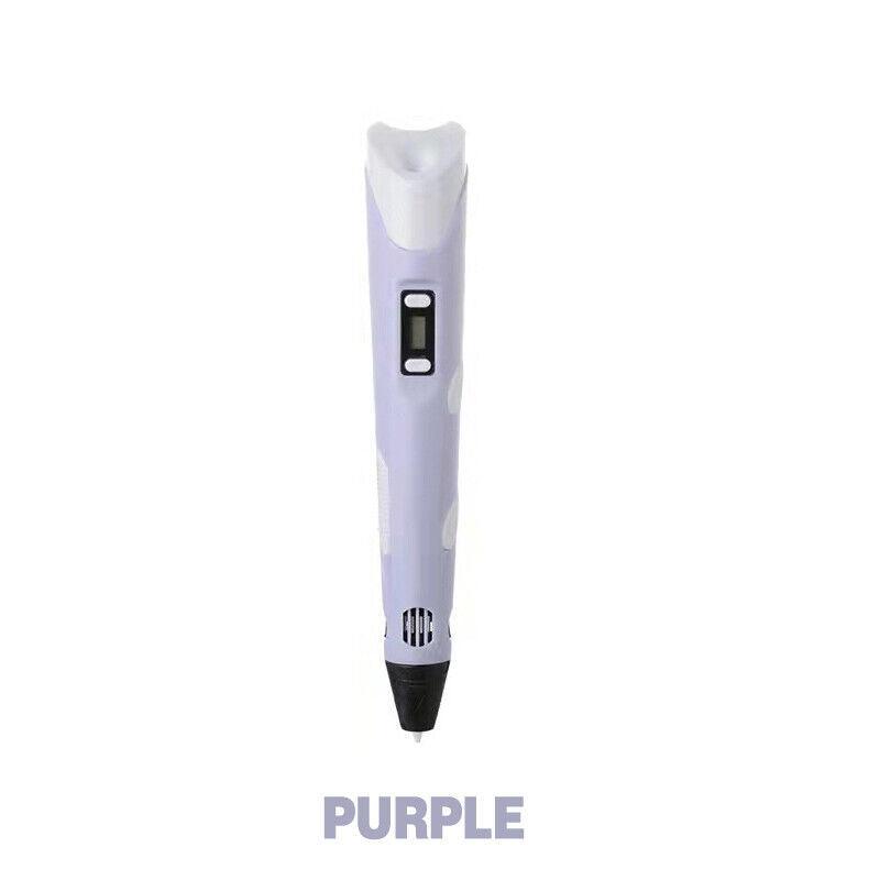 3D Printing Pen Drawing Pen Printer + LCD Screen + USB + 3 Free Filaments Gift - Pink