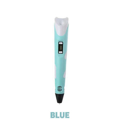 3D Printing Pen Drawing Pen Printer + LCD Screen + USB + 3 Free Filaments Gift - Pink