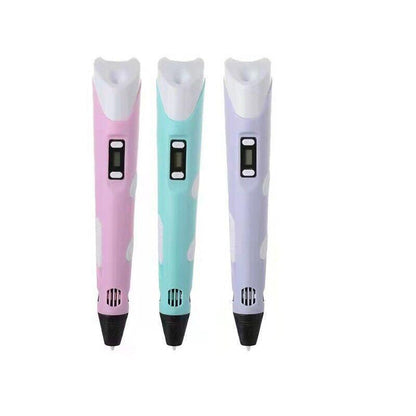 3D Printing Pen Drawing Pen Printer + LCD Screen + USB + 3 Free Filaments Gift - Purple
